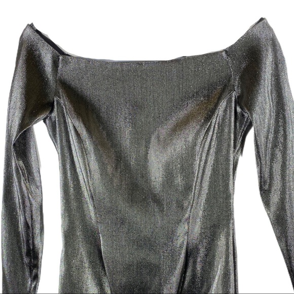 NWT Haney “Megan” Metallic Off-Shoulder Cocktail Dress Old Hollywood Glam Size 4 - Picture 10 of 15